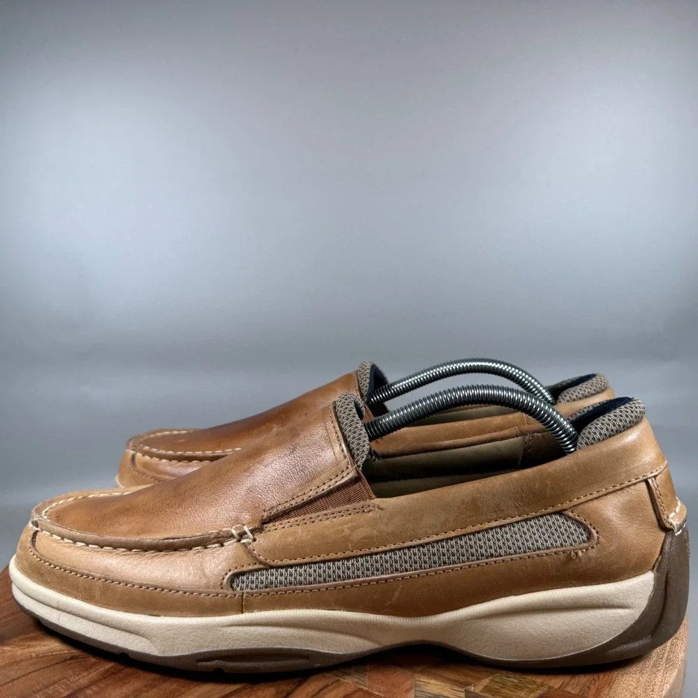 Sperry Top-Sider Mens Tan Brown Leather Mesh Slip On Loafers STS22540 Size 11